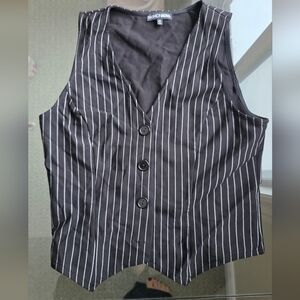 Black Pinstripe Vest And Pant Combo Set